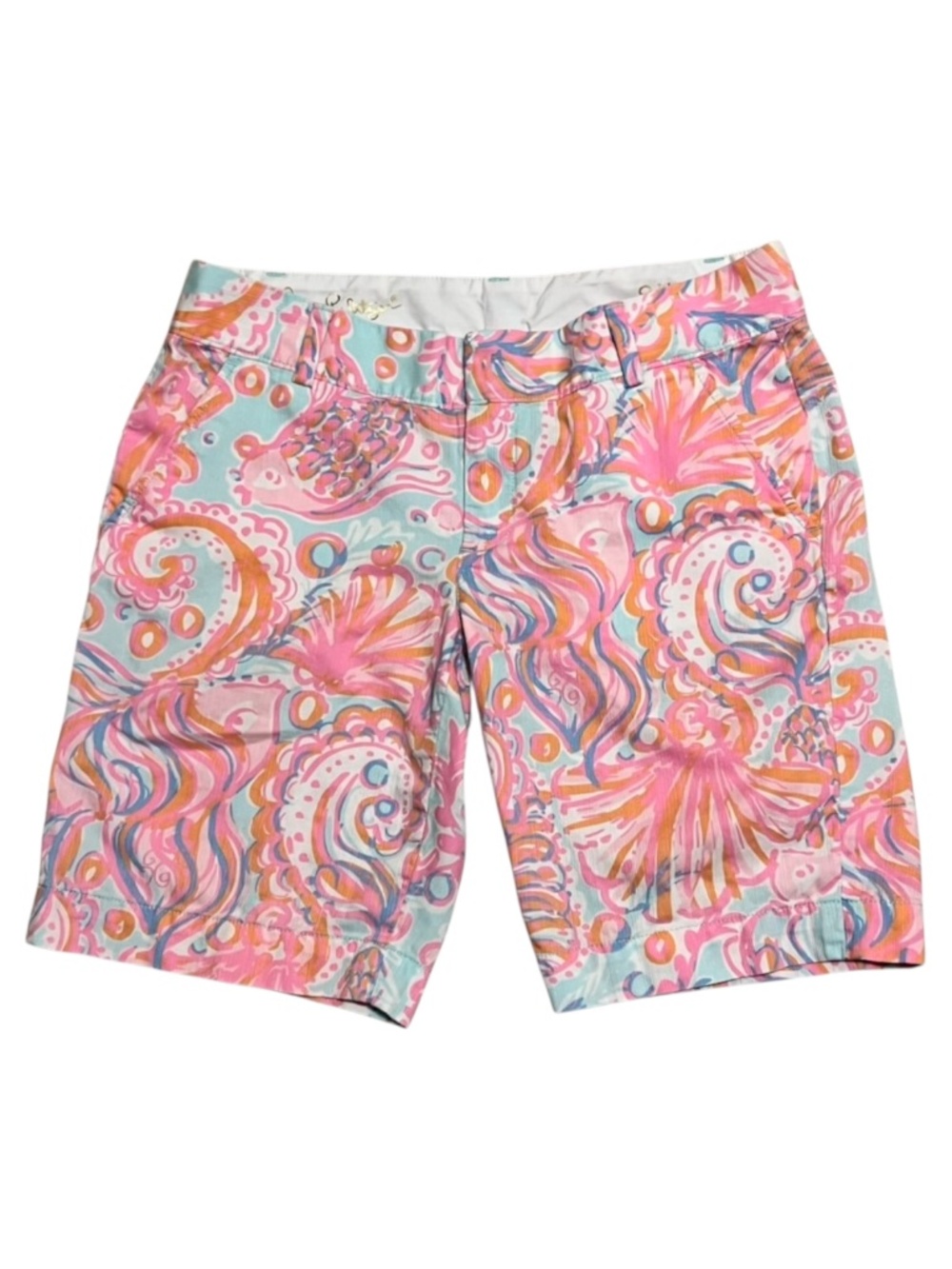 LILY PULITZER Chipper Short 100% Cotton 9.5" Inseam Pretty Pink Pattern 8 VEUC